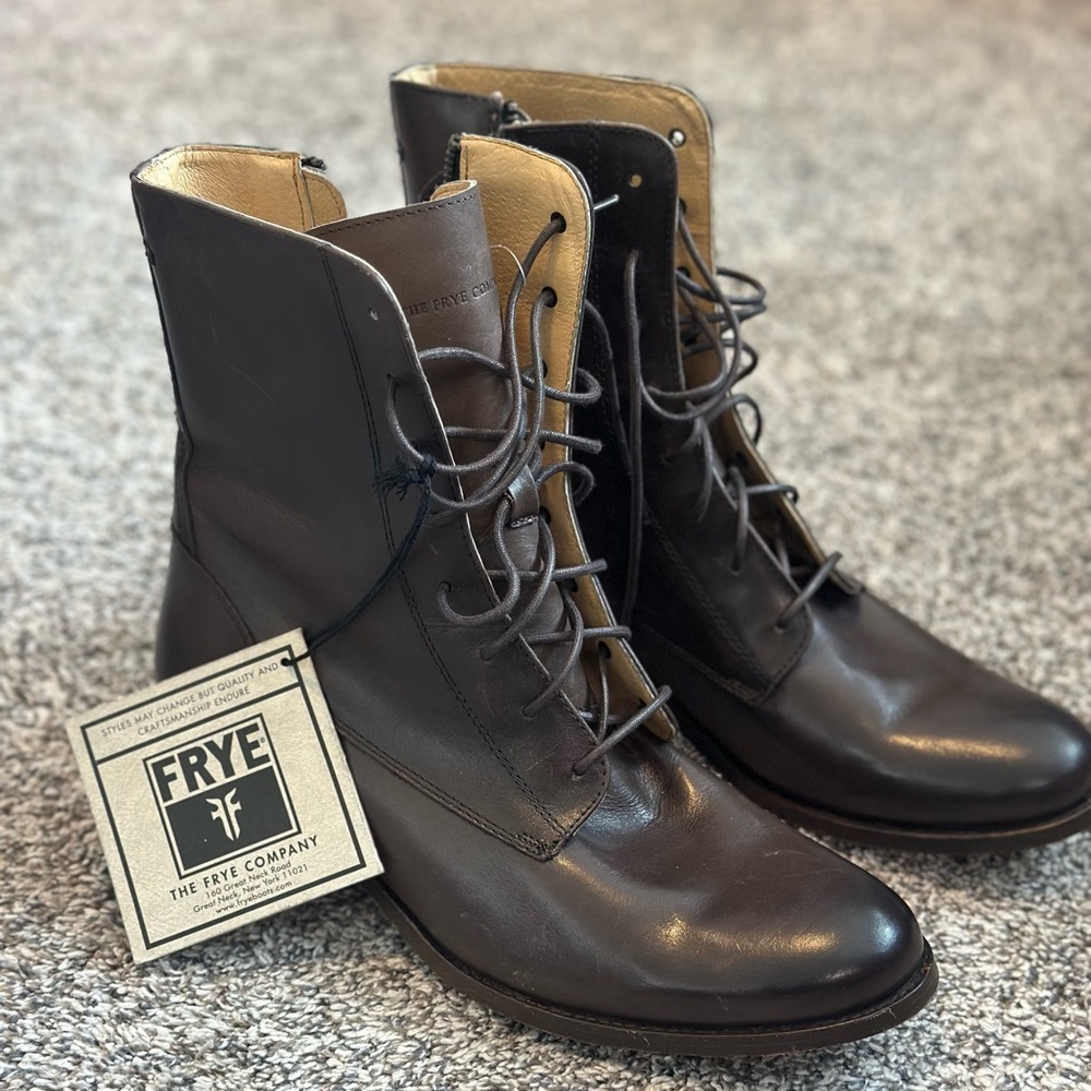 Frye Dark Brown Leather Lace-Up Boots 🤎NWT🤎